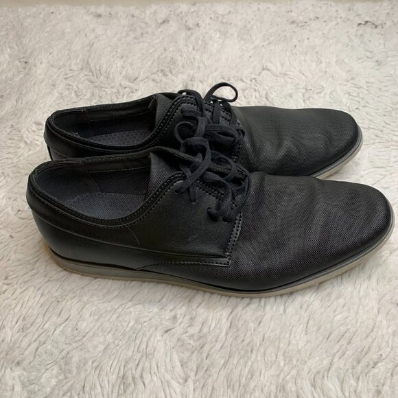 Calvin Klein Mens Kellen Black Emboss Leather Lace Up Casual Oxford Shoes 11 - Picture 4 of 7